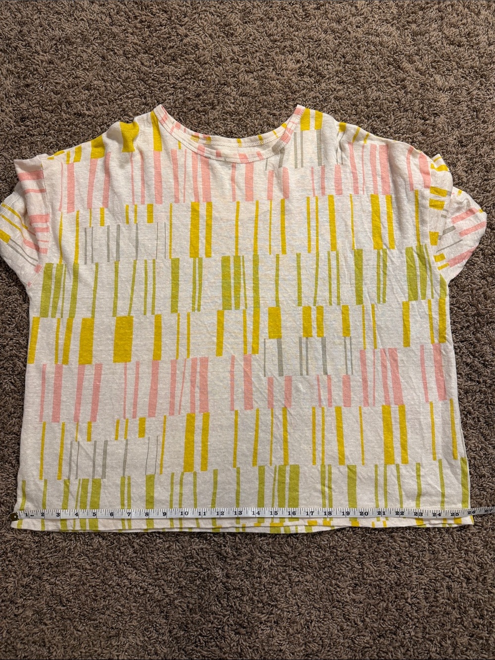 Gudrun Sjoden Short Sleeve Geometric Print Top in Pink, Yellow, and Green - Picture 4 of 6